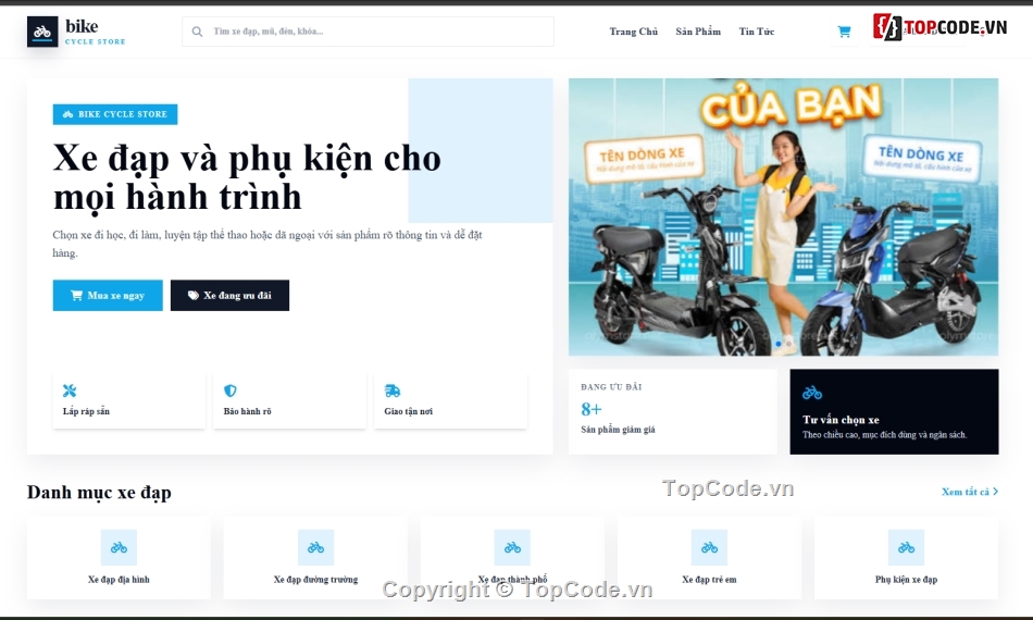 website,bán website,web bán xe đạp